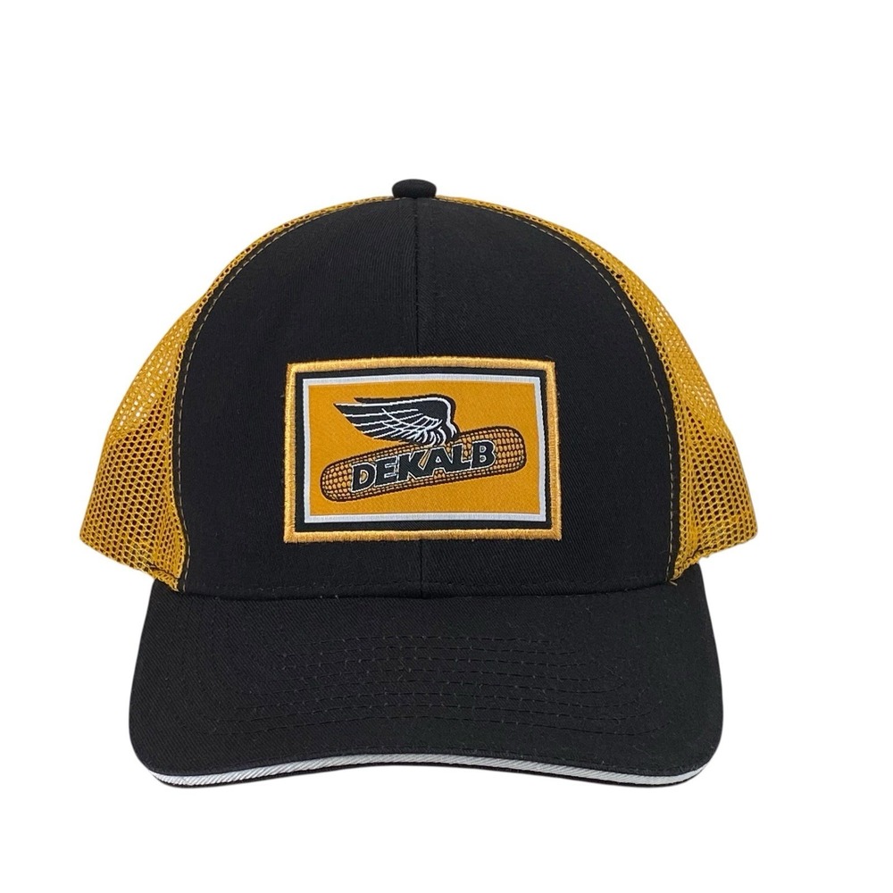 DeKalb Trucker Hat K-Products‎ Black Yellow Snapback Farming Seed Corn Cap